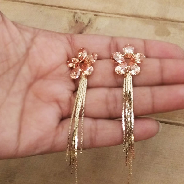 gold flower crystal earrings